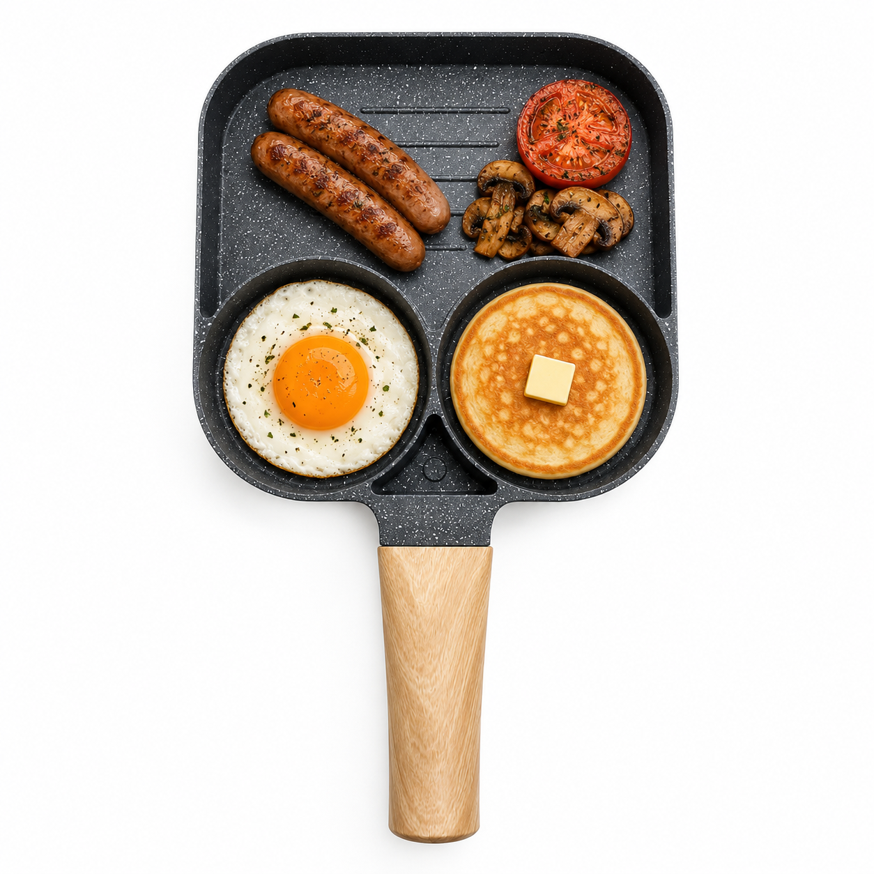 3-in-1 Multi-Section Breakfast Frying Pan